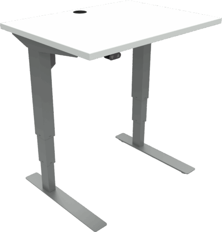 To-bens hæve-/sænkebord ZenNord VersaStand 80Ã60 cm hvid/sølv open frame MFC bordplade med hjul